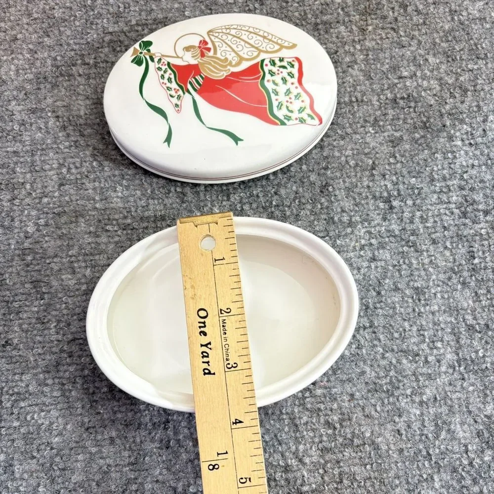 Vintage Christopher Stuart Angel Song Y1511 Trinket Box Bone China Christmas 90s